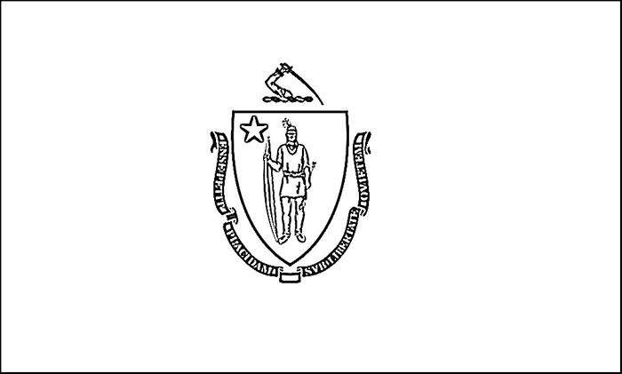 Massachusetts Flag Coloring Page Purple Kitty