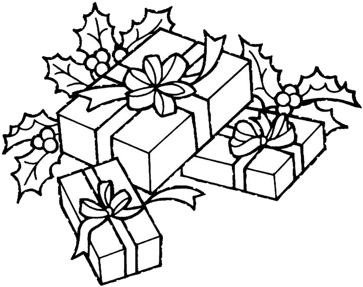 Christmas Gift Coloring Pages 1 | Purple Kitty