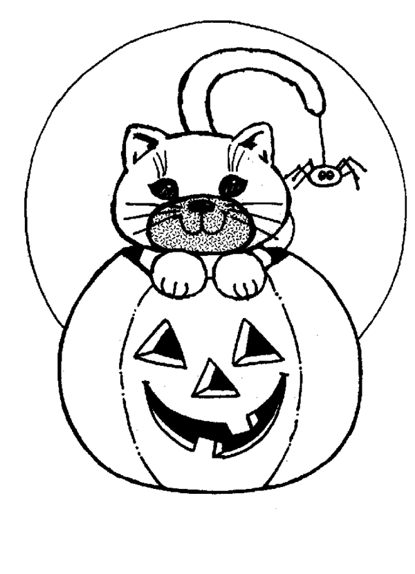 Halloween Pumpkin Cat Coloring Pages 1 Purple Kitty