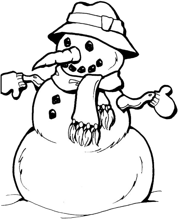 snowman hat coloring page. Snowman Coloring Pages 2