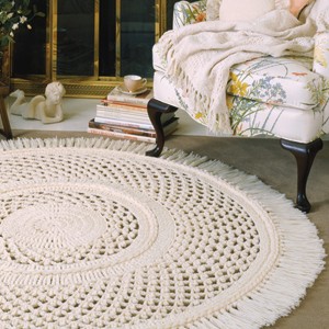 Large Picot Lace Rug Crochet Pattern Purple Kitty