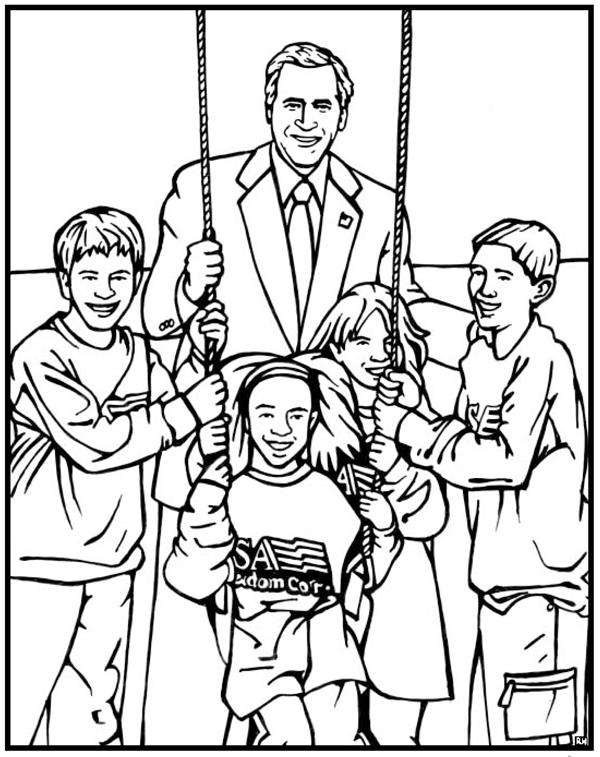 coloring pages of george bush