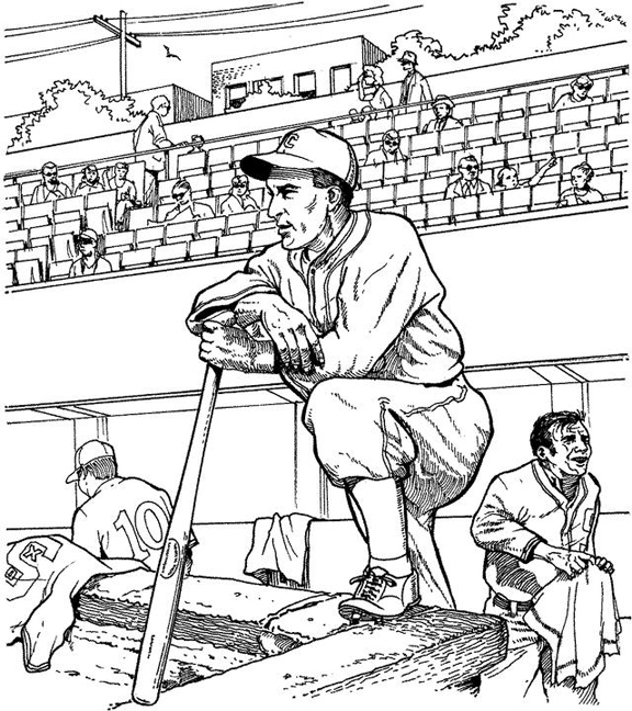 Dug Out Baseball Coloring Page | Purple Kitty