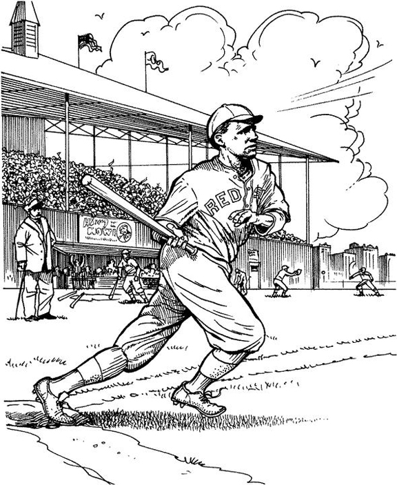 Red Sox Batter Baseball Coloring Page