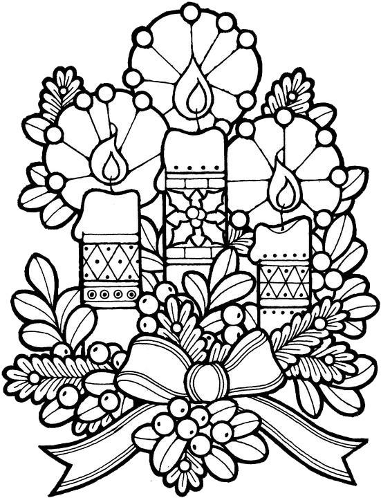 Christmas Candles Coloring Pages 1 | Purple Kitty