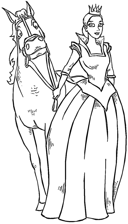 Princess & Horse Coloring Page | Purple Kitty