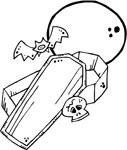 full moon over coffin coloring page