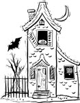 spooky house coloring page