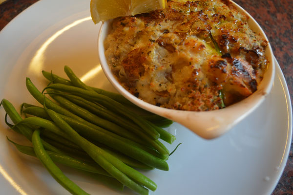 Purple-Potato and Crab Gratin