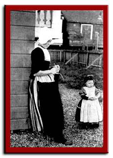 woman knitting with child